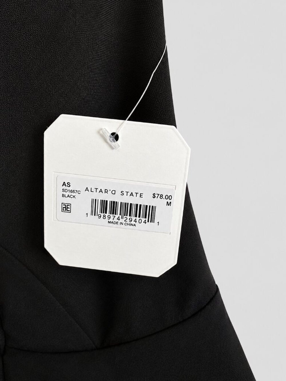 NWT Altar'd State Black Strapless Mini Dress Pearl Trim Fit and Flare Cocktail - Picture 6 of 6